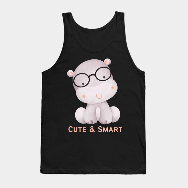 Cute and Smart Cookie Sweet little hippopotamus in glasses cute baby outfit Tank Top by BoogieCreates